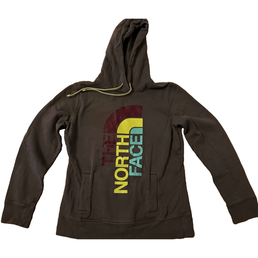 The North Face Women's Medium Hoodie Pullover Gray Multicolor Logo Sweatshirt